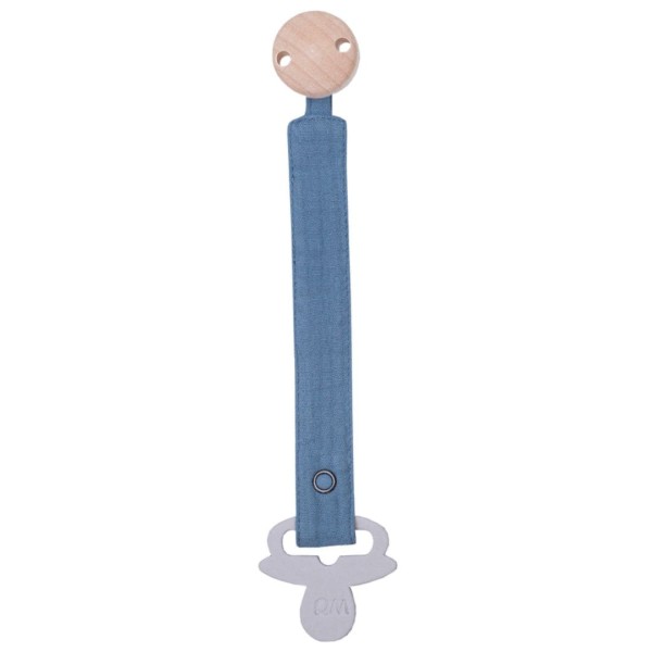 WOOLY ORGANIC - Attache tétine en mousseline Bleu