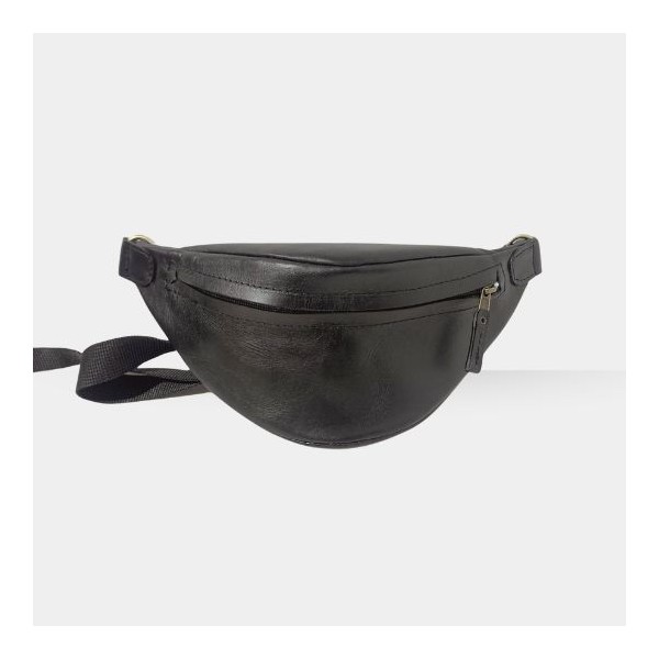 THELUTO – Sac Banane en cuir Noir