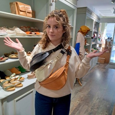 THELUTO -  Sac Banane en cuir Naturel