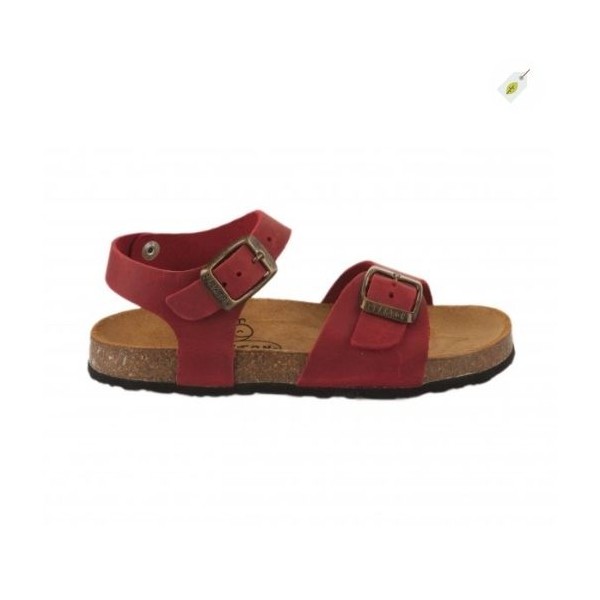 PLAKTON - Nu-pieds en cuir Louis Rouge