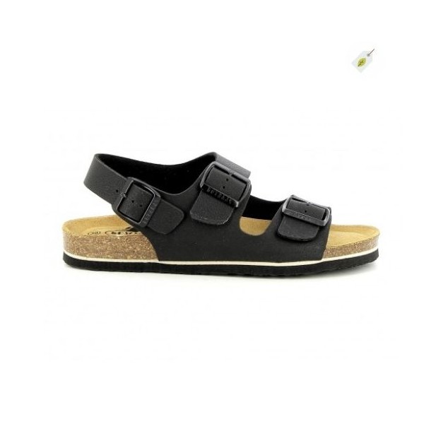 PLAKTON – Nu-pieds en cuir BAKU Noir