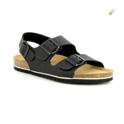 PLAKTON – Nu-pieds en cuir BAKU Noir