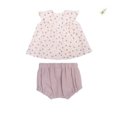 Wooly Organic - Chemisier en Muslin avec Bloomers Beige