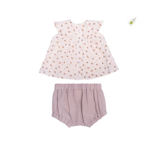 Wooly Organic - Chemisier en Muslin avec Bloomers Beige