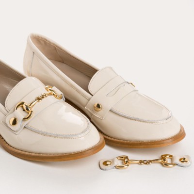 Reqins - Mocassins Janis Cuir Vernis Beige