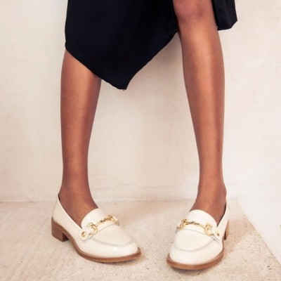 Reqins - Mocassins Janis Cuir Vernis Beige