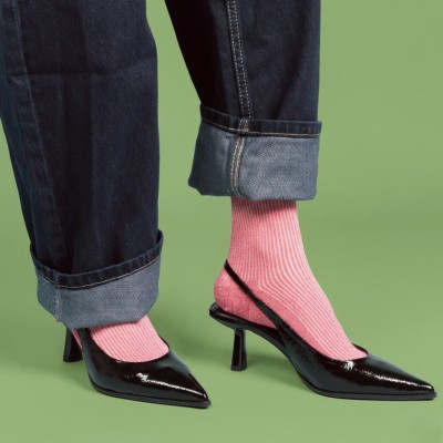 KLUE - Chaussettes à paillettes - Rouge Fraise