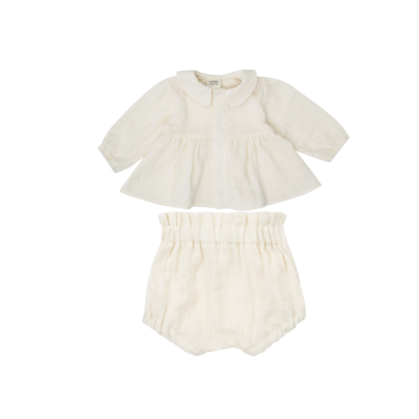 WOOLY ORGANIC - Blouse & Bloomers en mousseline - Ecru