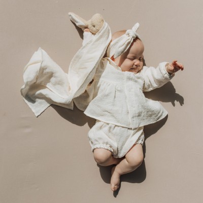WOOLY ORGANIC - Blouse & Bloomers en mousseline - Ecru WOOLY ORGANIC - Blouse & Bloomers en mousseline - Ecru