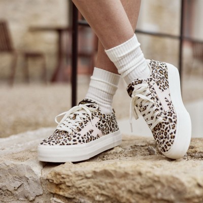 FAGUO - Baskets Walmut platform - Beige léopard