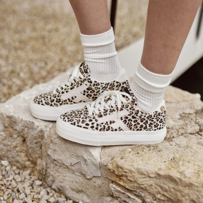 FAGUO - Baskets Walmut platform - Beige léopard