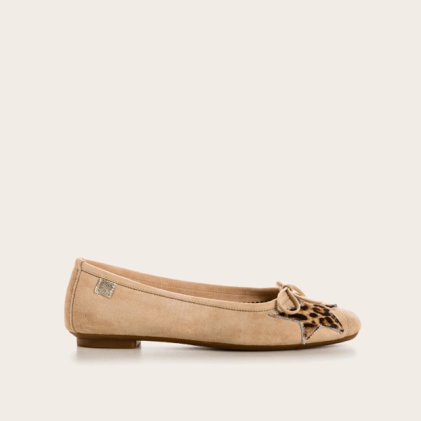 REQINS - Ballerines hello velours Léopard - Nude