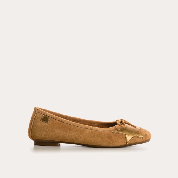 REQINS -Ballerines Hello velours - Camel