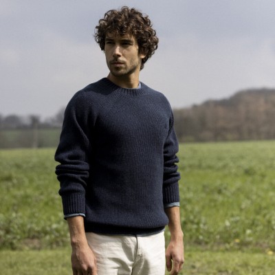 FAGUO - Pull Frehel en Laine et Coton Recyclé - Marine FAGUO - Pull Frehel en Laine et Coton Recyclé - Marine