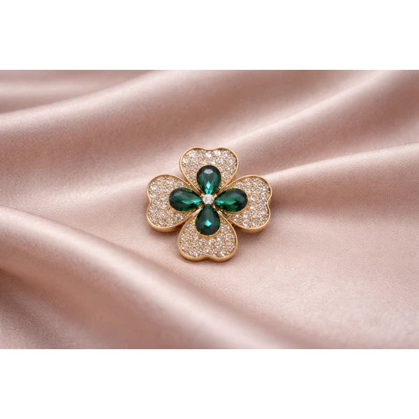 FROUFROUZ - Bijou de Bouton Trèfle - Emeraude