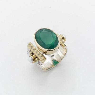 CANYON France Bague Argent & Quartz Vert.