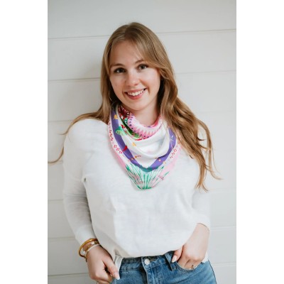 Shanna Foulard Mini Carré Love Homard Blanc.