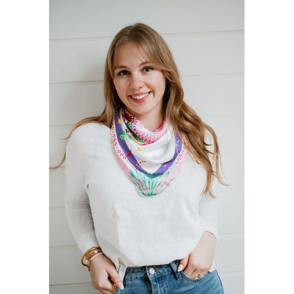 Shanna Foulard Mini Carré Love Homard Blanc.