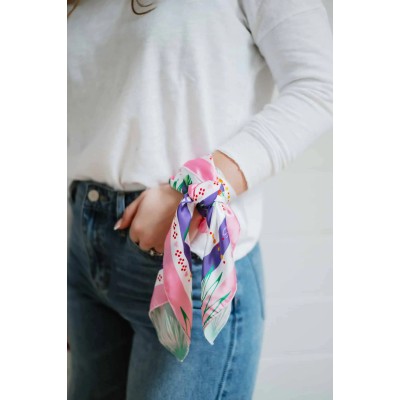 Shanna Foulard Mini Carré Love Homard Blanc.