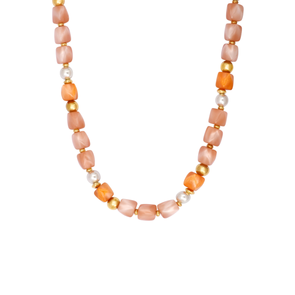 N°3 Collier Acier & Perles en résine.