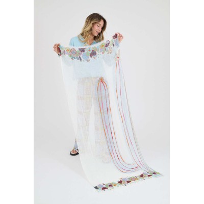 STORIATIPIC Echarpe Azur Blanc.