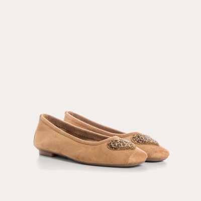 REQINS - Ballerines Holove Cuir Velours - Camel