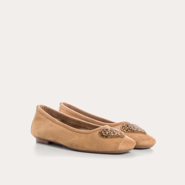 REQINS - Ballerines Holove Cuir Velours - Camel