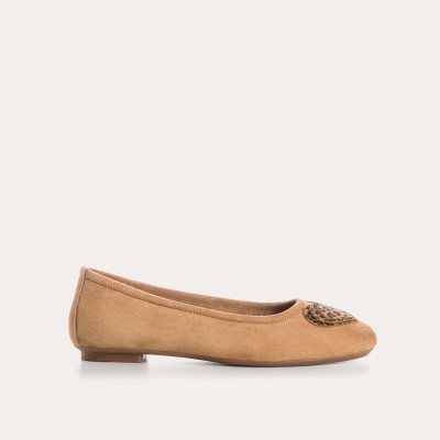 REQINS - Ballerines Holove Cuir Velours - Camel