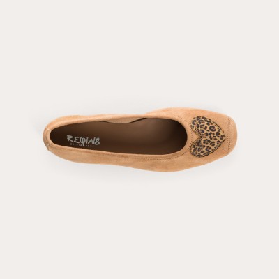 REQINS - Ballerines Holove Cuir Velours - Camel
