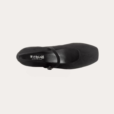 REQINS - Babies à Talons Kelly en Cuir Velours - Noir