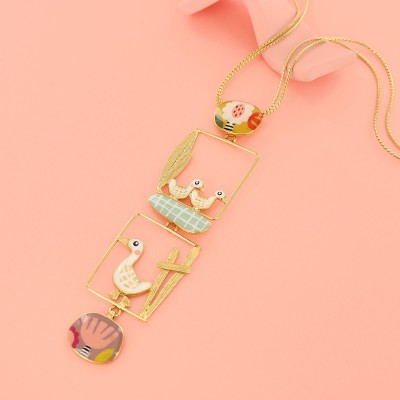 TARATATA bijoux Collier Cravate Plume.