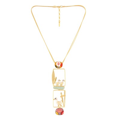 TARATATA bijoux Collier Cravate Plume.