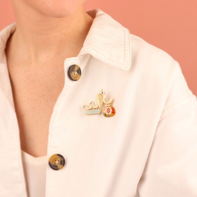 TARATATA bijoux Broche Plume.