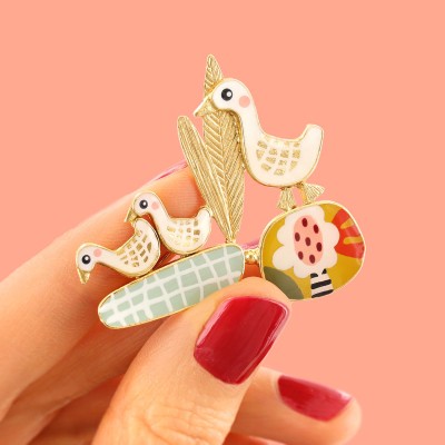 TARATATA bijoux Broche Plume.