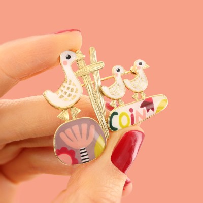 TARATATA bijoux Broche Plume.