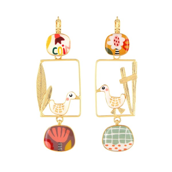 TARATATA bijoux Boucles d’oreilles Dormeuses Asymétriques Plume.