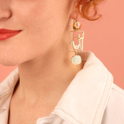 TARATATA bijoux Boucles d’oreilles Dormeuses Asymétriques Plume.