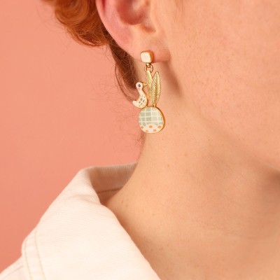 TARATATA bijoux Boucles d'oreilles Poussoir Plume.