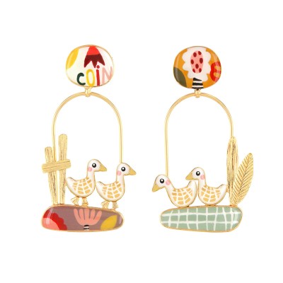 TARATATA bijoux Boucles d'oreilles Asymétriques Plume.