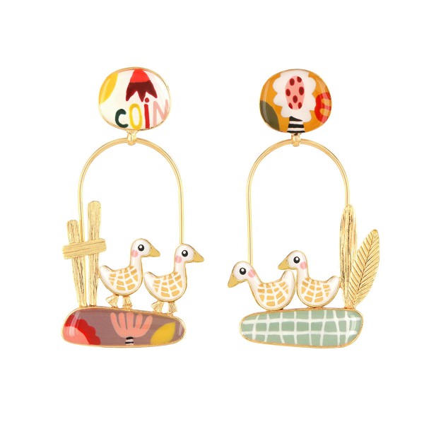 TARATATA bijoux Boucles d'oreilles Asymétriques Plume.