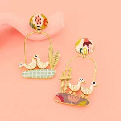 TARATATA bijoux Boucles d'oreilles Asymétriques Plume.