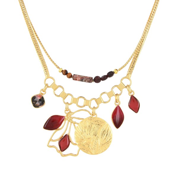 TARATATA bijoux Collier 2 rangs Hibiscus.