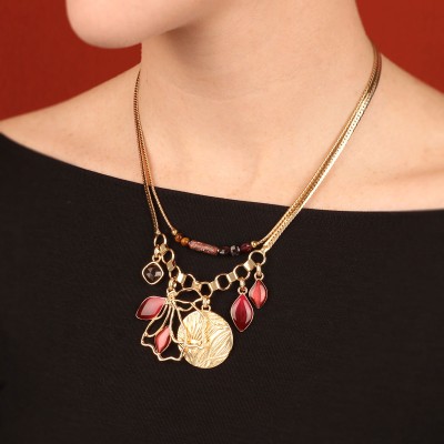 TARATATA bijoux Collier 2 rangs Hibiscus.