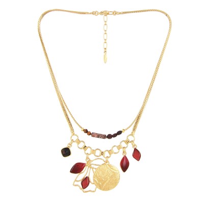 TARATATA bijoux Collier 2 rangs Hibiscus.