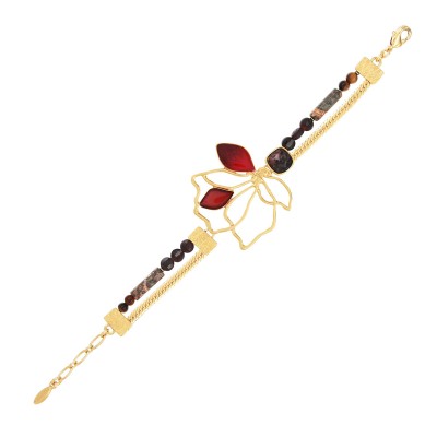 TARATATA bijoux Bracelet ajustable Hibiscus.