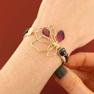 TARATATA bijoux Bracelet ajustable Hibiscus.
