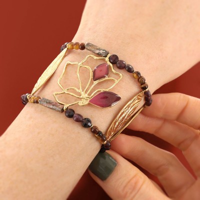 TARATATA bijoux Bracelet extensible Hibiscus