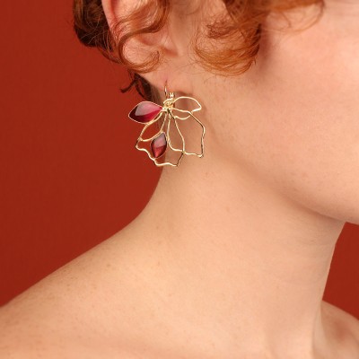TARATATA bijoux Boucles d’oreilles Dormeuses Hibiscus.