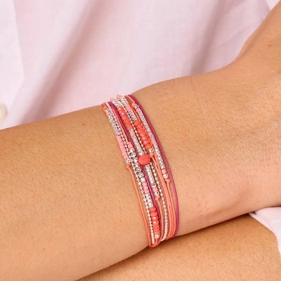 DORIANE Bijoux Bracelet Atlanta Rose Corail.