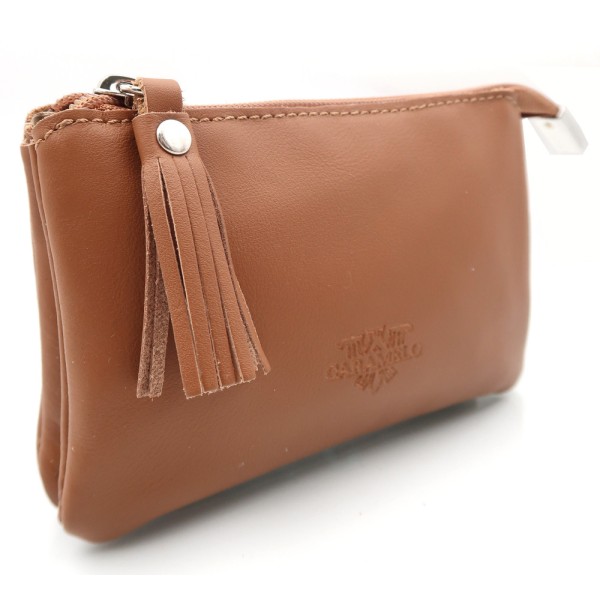CARAMELO Porte-Monnaie Cuir Camel.
